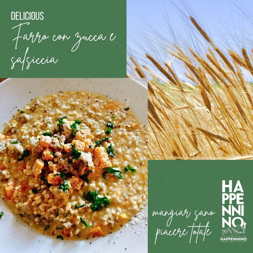 Farro risottato con zucca e salsiccia